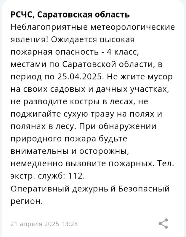 Пожарная опасность 21 04 2025