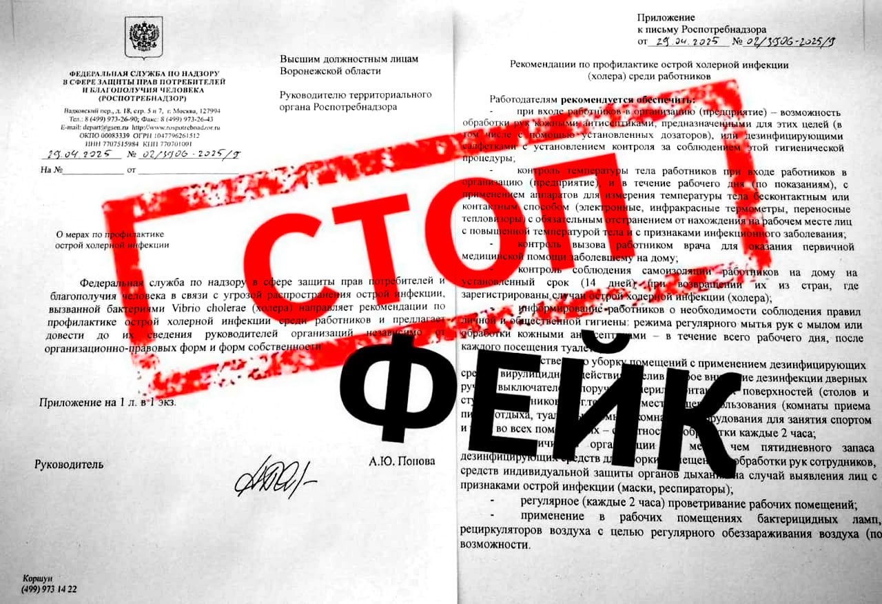 Фейковое письмо о холере