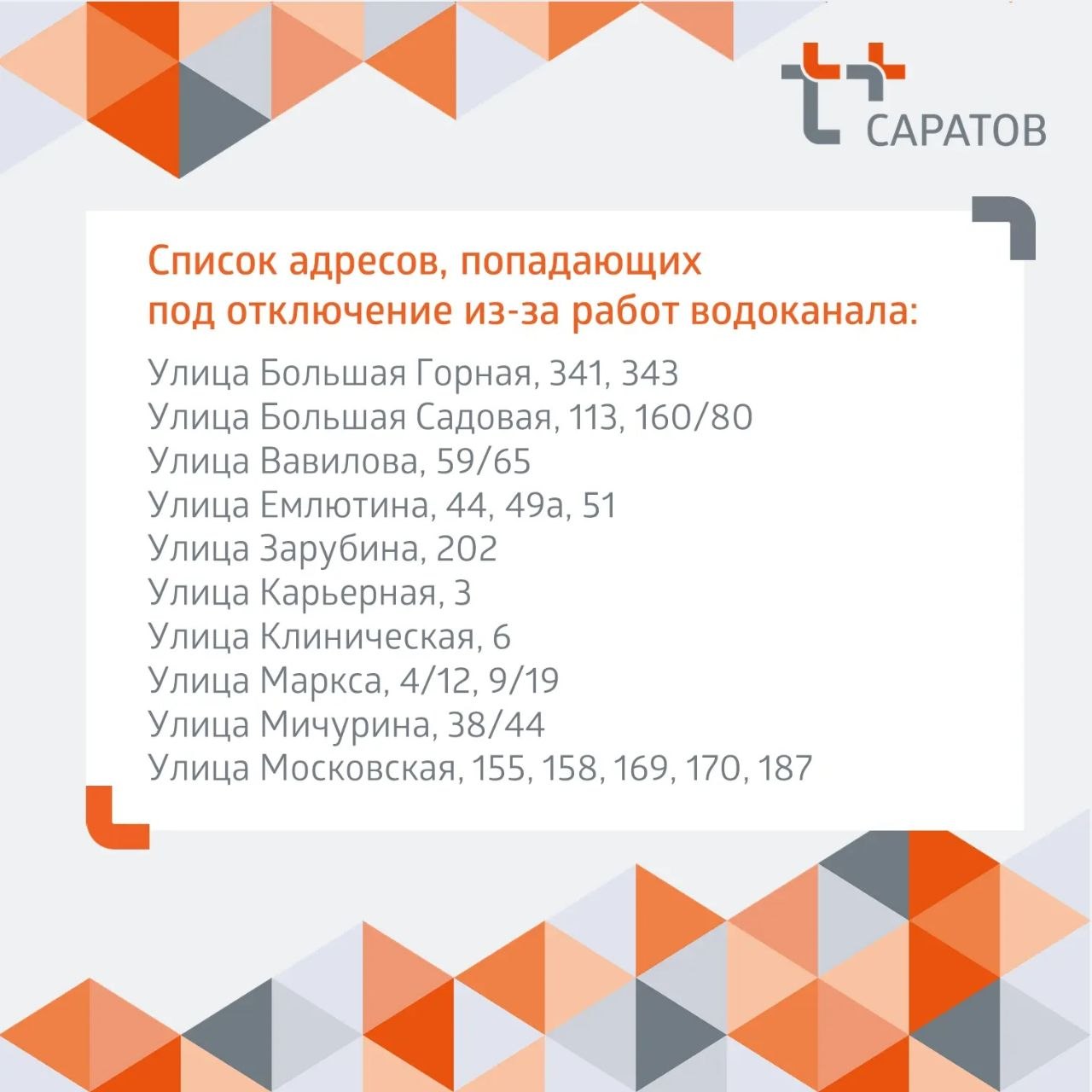 отключение горячей+холодной воды 3 июня
