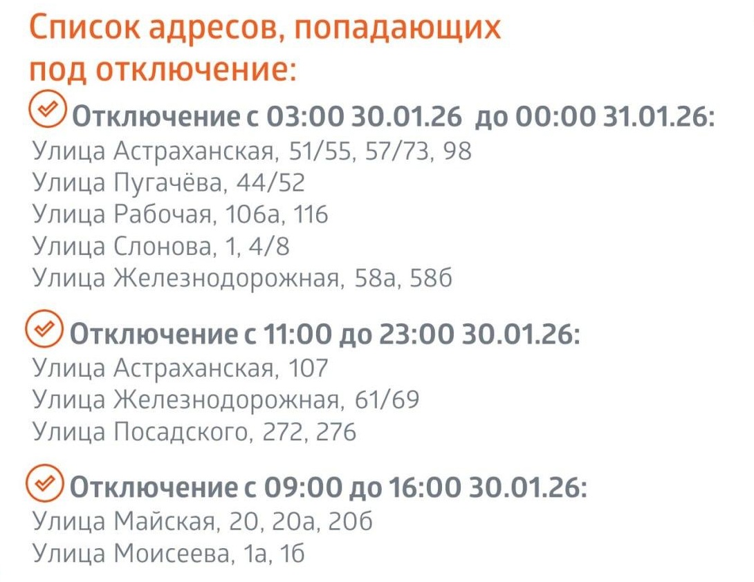 отключение горячей воды 30.01 