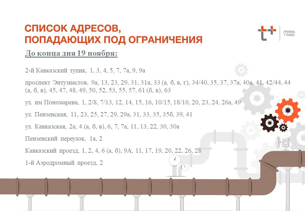 Отключение отопления 19 ноября