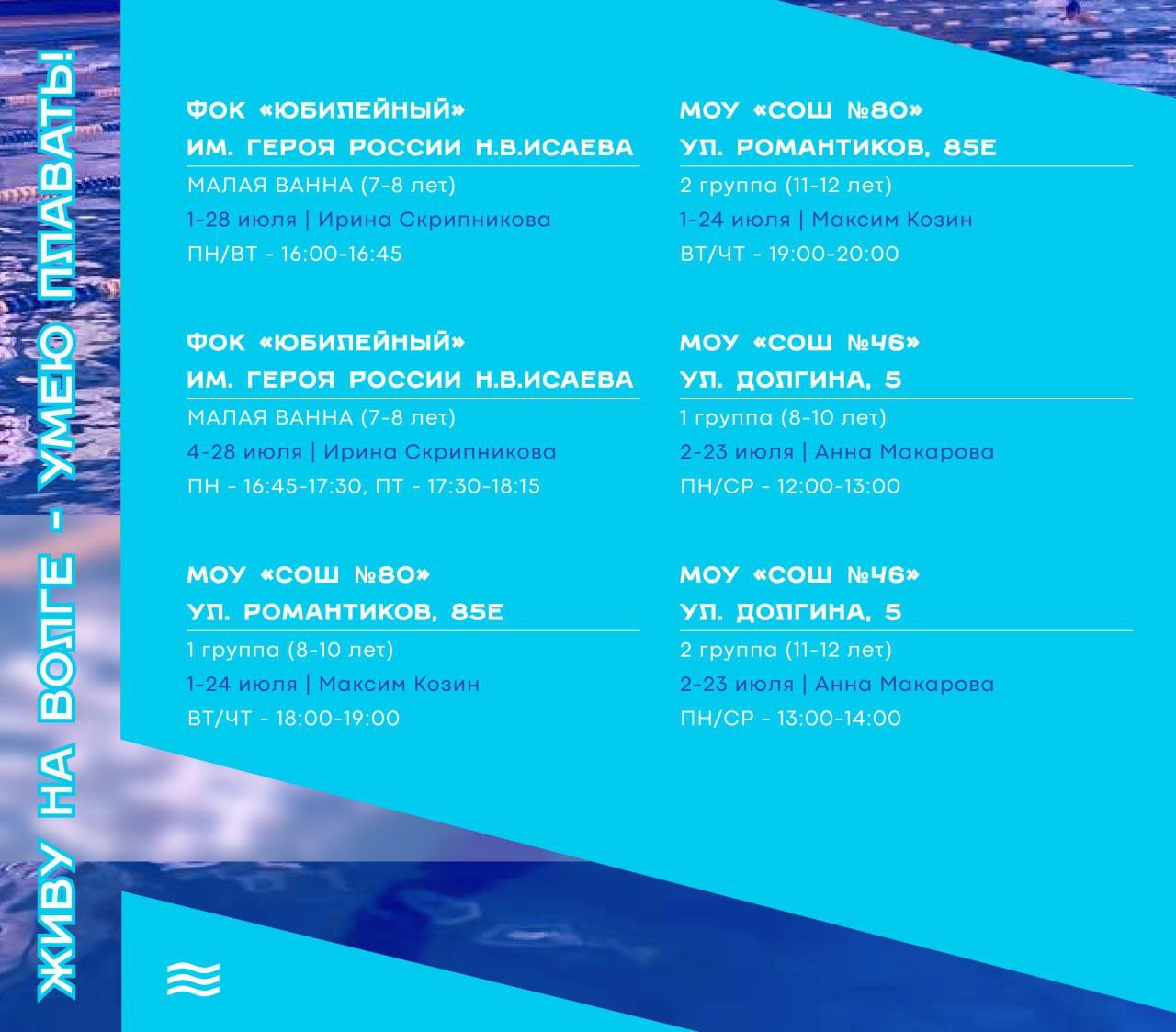 занятия по плаванию (2 этап)