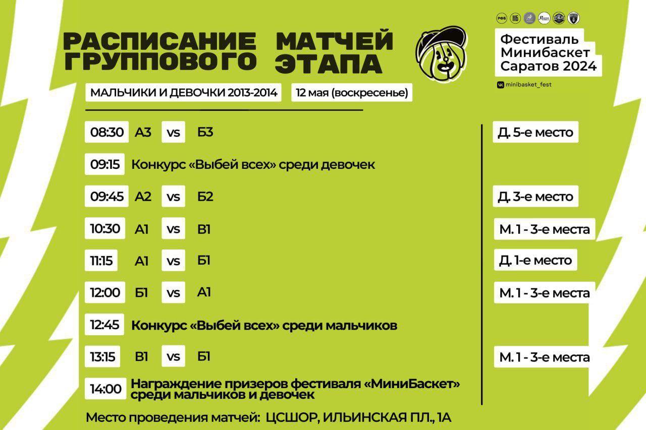 расписание матчей по мини-баскетболу