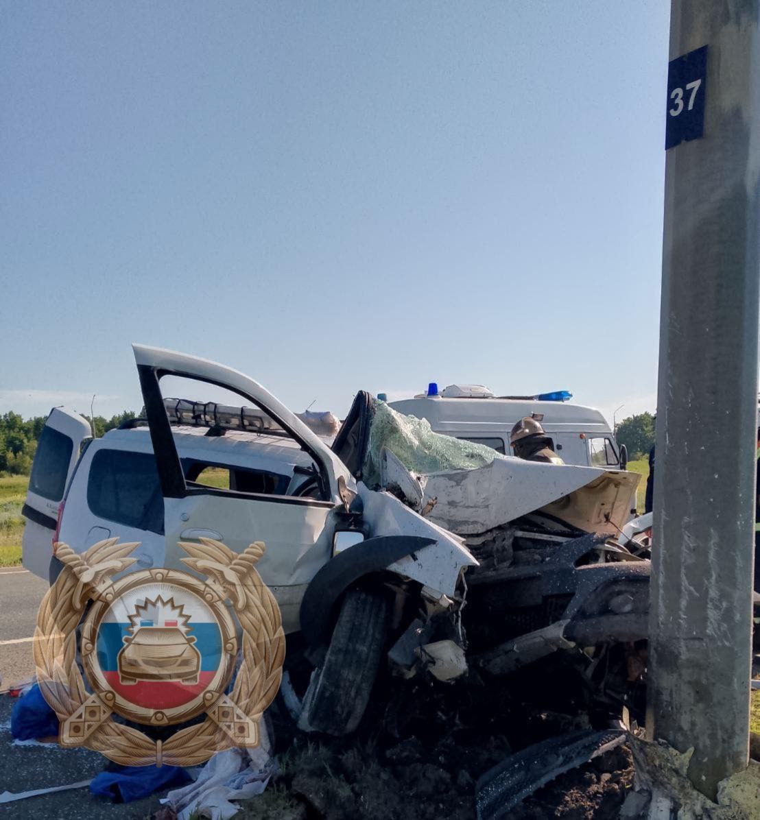 В Саратовской области Ларгус влетел в электрический столб, погиб пассажир